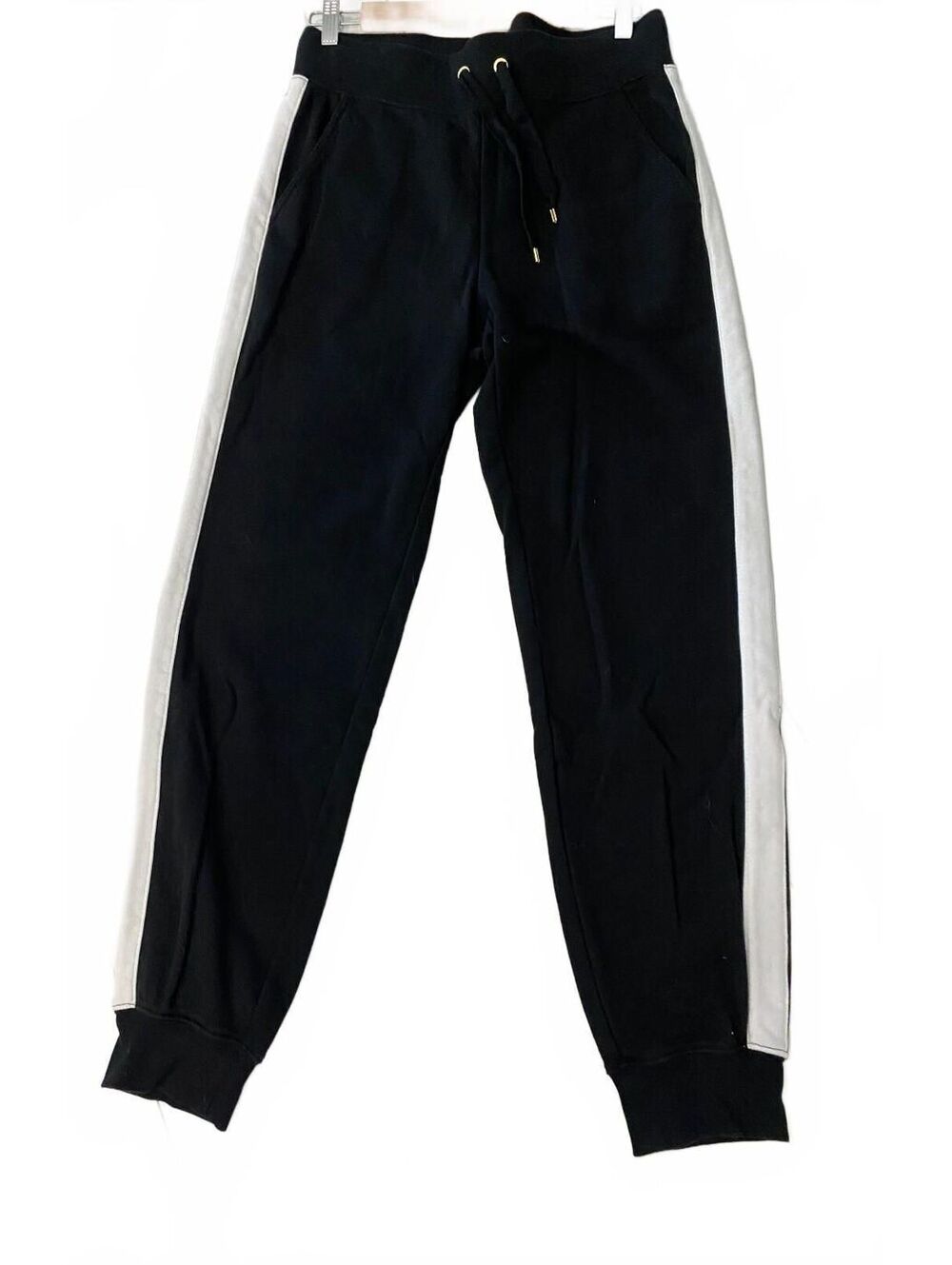 Lauren Ralph Lauren Black Jogger Pants with White Side Stripes, Size M